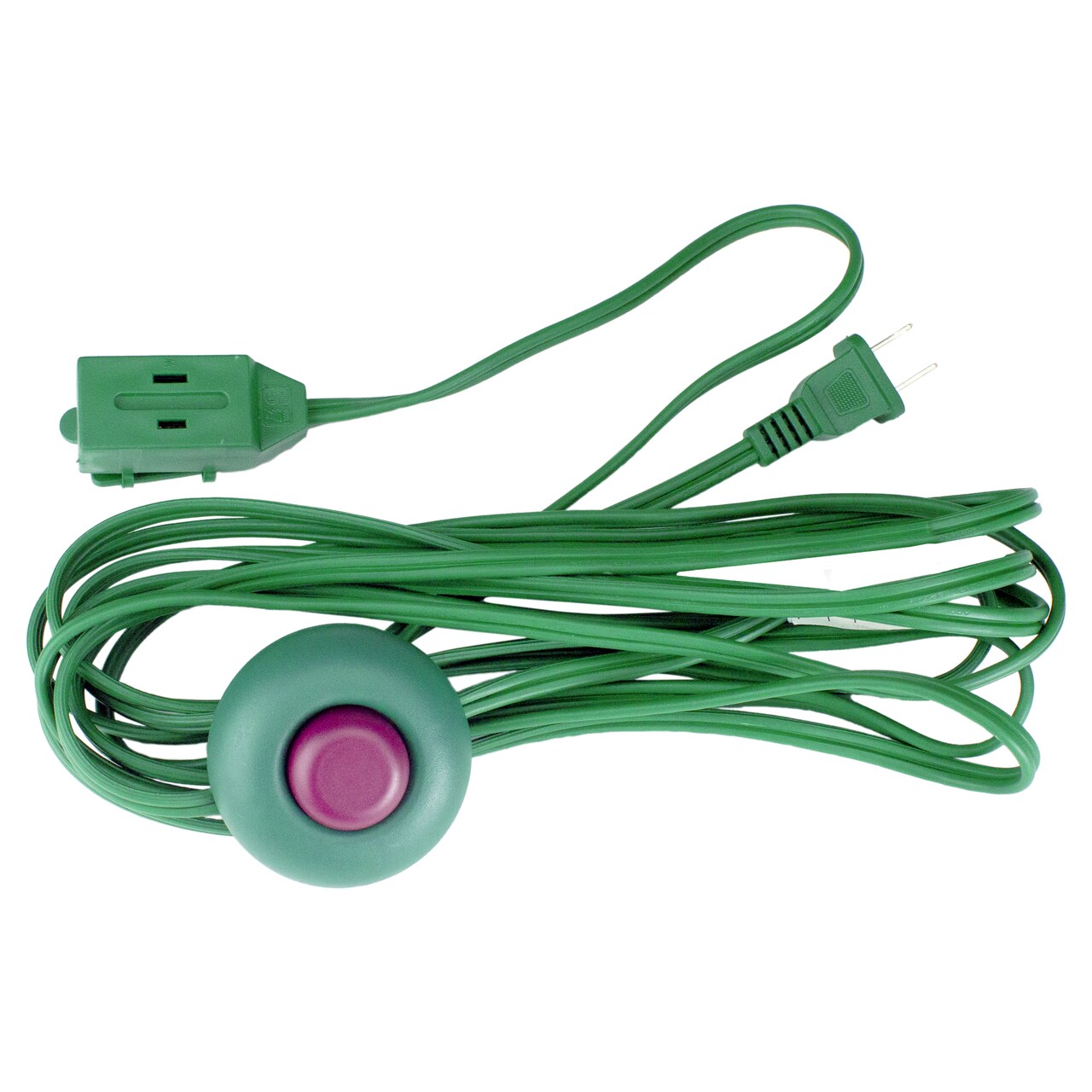 Northlight Indoor Power Extension Cord with 3-Outlets and Foot Switch - 15' - Green